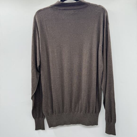 Neiman Marcus Silk & Cashmere Mock Neck Sweater Womens XL Brown Quiet Luxury - Picture 2 of 9